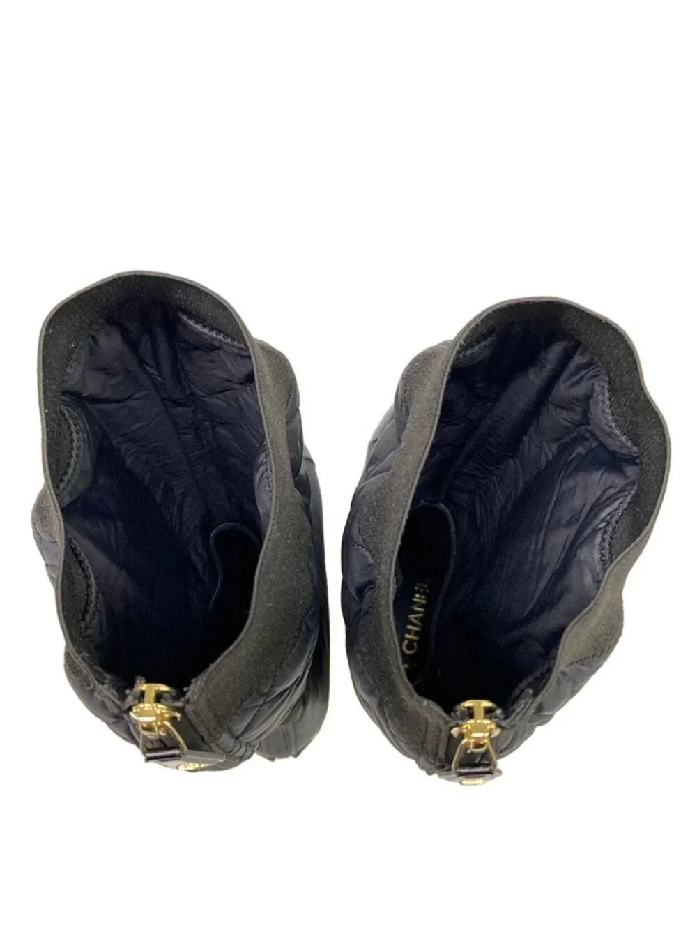 Chanel Long Boots 37 C Black 2-Way Nylon Cover Removable with Pocket Quilted